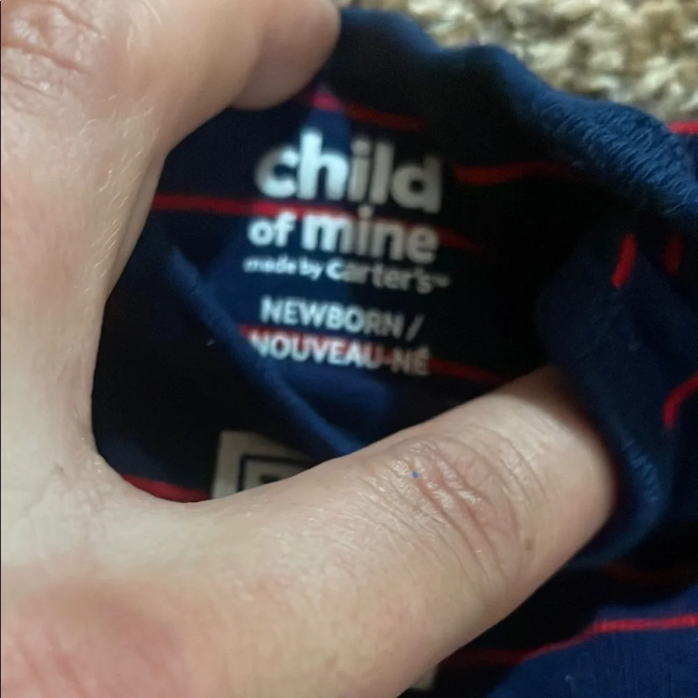 Child of Mine Navy and Red Striped Matching Set